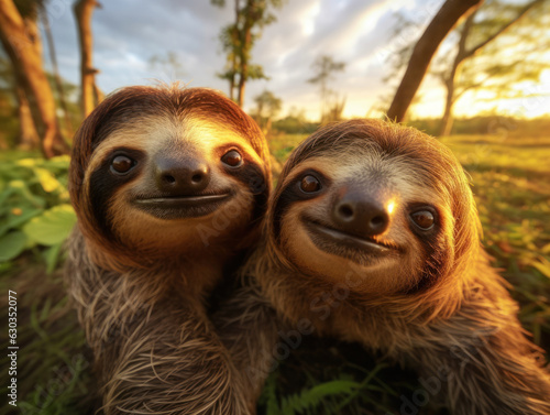 Sloth in its Natural Habitat  Wildlife Photography  Generative AI