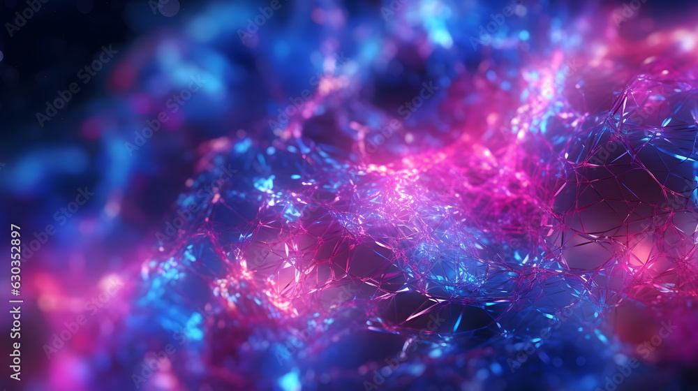 Obraz premium Futuristic Neural Odyssey: Purple and Blue Laser Lines Background, generative ai 