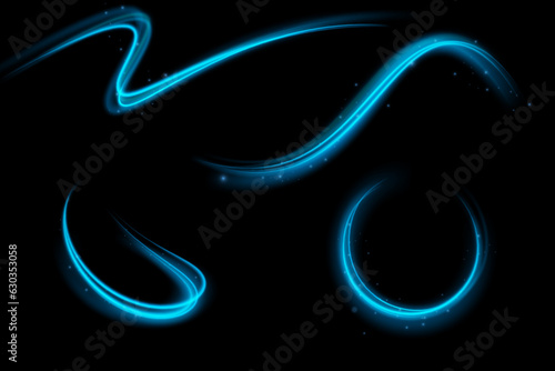 Blue light trail, wave speed, trace line twirl.