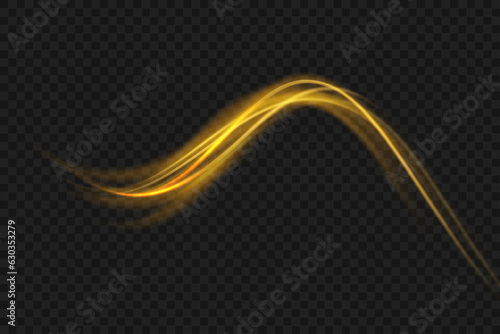 golden blur trail wave, wavy line of light speed.
