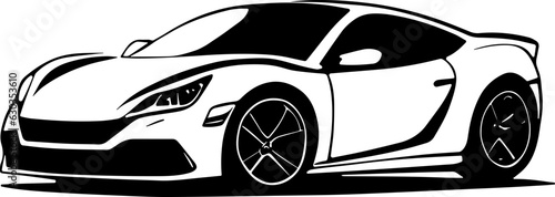 Modern car coupe, abstract silhouette on white background. Vehicle icons view from side. Vector illustration