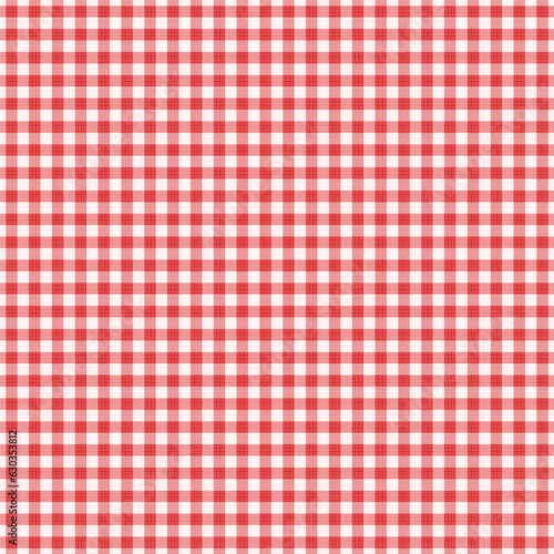 Red vichy check, or gingham, print background. Seamless, or repeat, pattern. Fabric texture visible.
