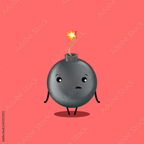 Cartoon retro bomb characters isolated on pink background. Funky tiny bomb character with hands, eyes and mouth. Vector cute bomb and boom clip art, emoji, label and sticker