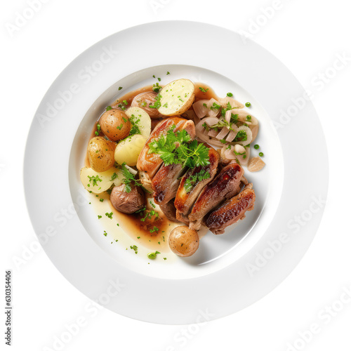 Labskaus German Cuisine On White Plate On Isolated Transparent Background, Png