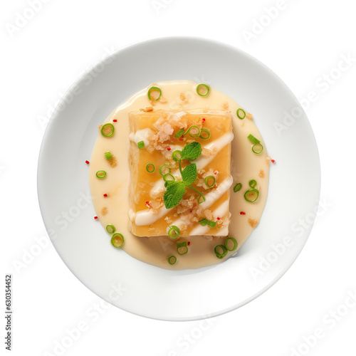 Maja Blanca Filipino Cuisine On White Plate On Isolated Transparent Background, Png