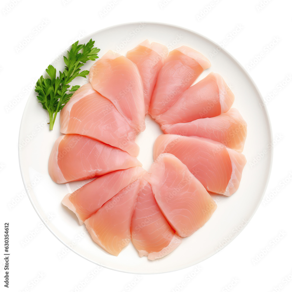 Raw Chicken Fillet On White Plate On Isolated Transparent Background, Png Raw Chicken Fillet On White Plate On Isolated Transparent Background, Png