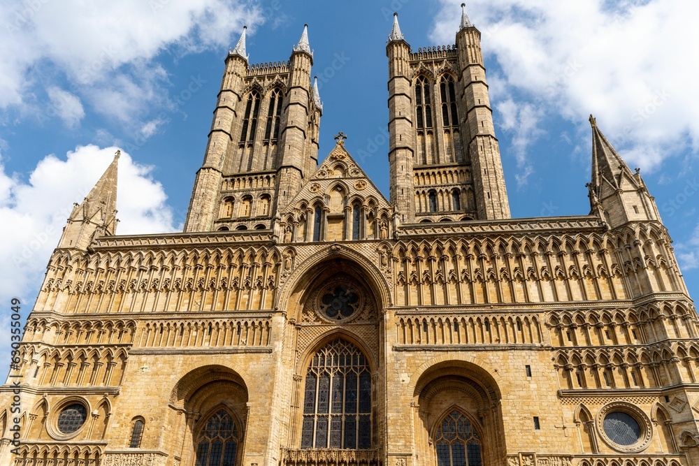 Lincoln Cathedral - a highly detailed view, looking up at magnificent Grade I listed architecture
