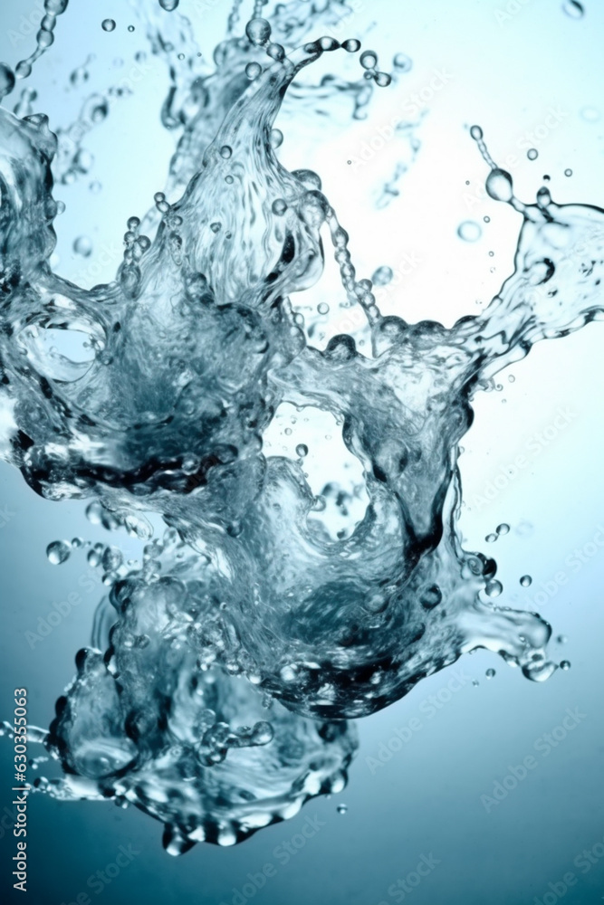 Dynamic Water Splash: Water Splashes on White Background - AI generated