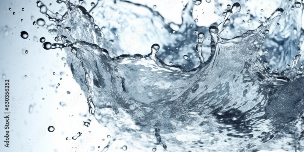 Dynamic Water Splash: Water Splashes on White Background - AI generated Dynamic Water Splash: Water Splashes on White Background - AI generated