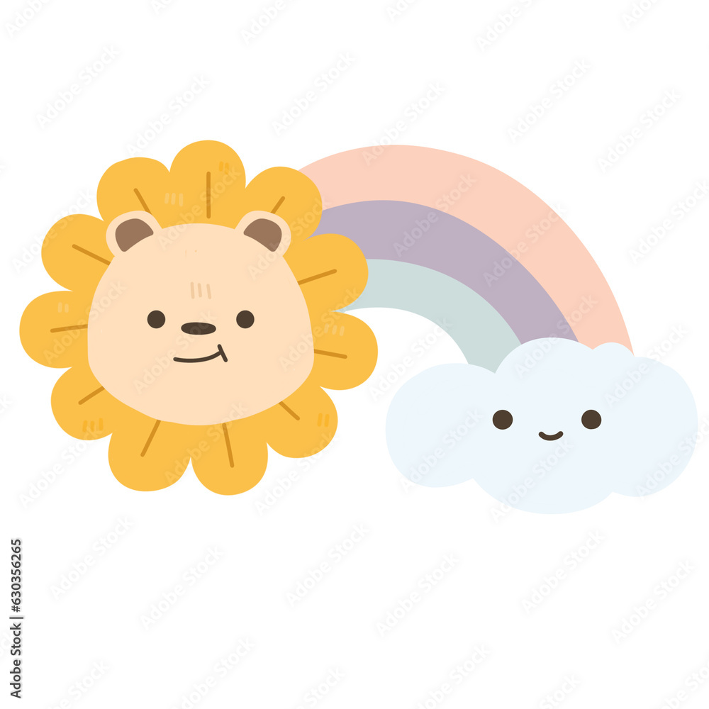 rainbow Lion sunflower cute animal cartoon rainbow Lion sunflower cute animal cartoon