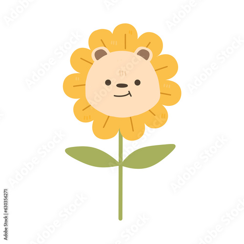 Lion sunflower cute animal cartoon