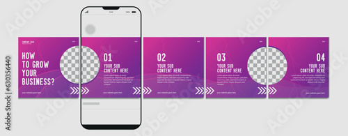 Set Of Instagram Carousel Post Template, Editable Instagram carousel post, social media carousel post for business, template eps 10.