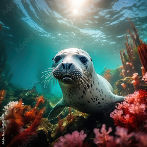 Seal in its Natural Habitat, Wildlife Photography, Generative AI © Vig