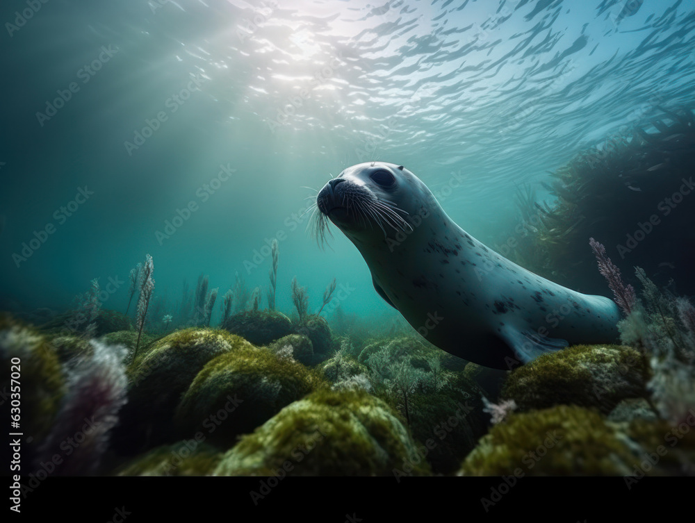 Seal in its Natural Habitat, Wildlife Photography, Generative AI Seal in its Natural Habitat, Wildlife Photography, Generative AI