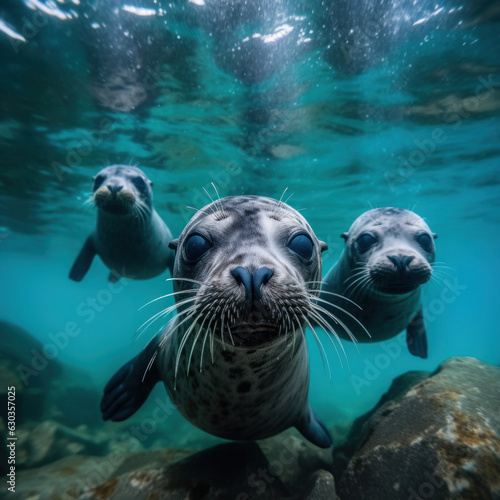 Seal in its Natural Habitat, Wildlife Photography, Generative AI