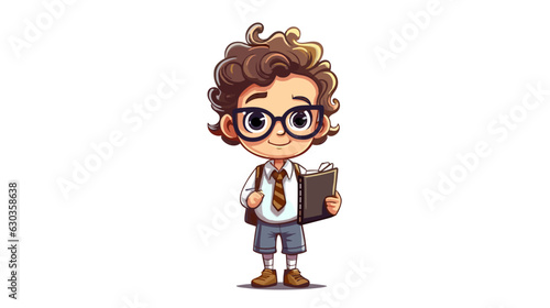 Drawing a boy with glasses on a white background Vector drawing cartoon character photo