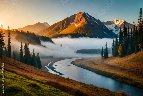 sunrise in the mountains generated ai © kashif 2158