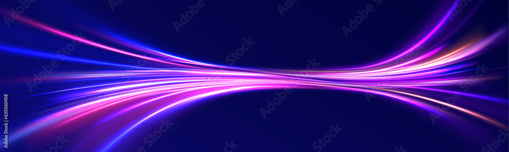 Concept of leading in business, Hi tech products, warp speed wormhole science vector design.	Illustration of light ray, stripe line with blue light, speed motion background. Futuristic dynamic motion.