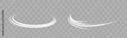 Sparkling light effect on transparent background. Circular lens flare transparent light effect. Abstract sparkling spark. Ellipse border. Rotational glow line. Power energy element. 