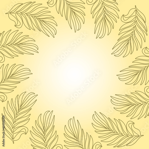 Vector abstract background in minimalist style with artistic botanical leaves silhouettes, organic shapes. Vector background for banner, poster, web and packaging.