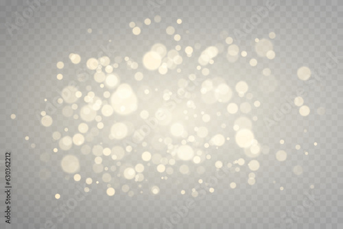 Abstract golden shining bokeh. Light abstract glowing bokeh lights. Bokeh lights effect isolated on transparent background. Christmas glowing warm orange glitter element