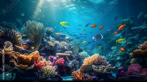Sunlit Underwater Wonderland  Exploring the Vibrant Marine Life and Coral Reef generated by AI