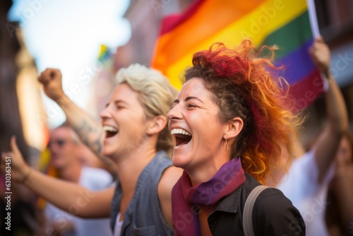 Dos mujeres jovenes celebran el dia del orgullo LGTBI