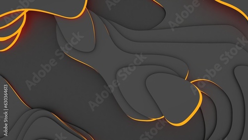 Flat gray 3d layers with orange glow - abstract modern background for presentations