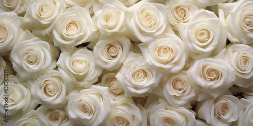 Elegant White Rose Blossoms Adorning Background in Abundance - AI generated