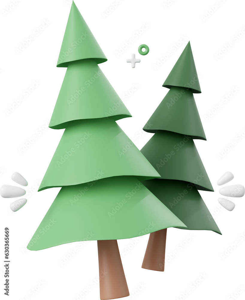 Fototapeta premium Christmas tree, Christmas theme elements 3d illustration