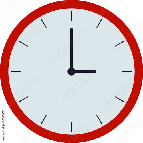 2D Illustration: Bordeaux Red Clock 
