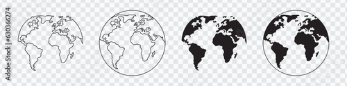 Planet icon set. Global map. Map symbol. international earth globe icon, World globe icon, Line vector