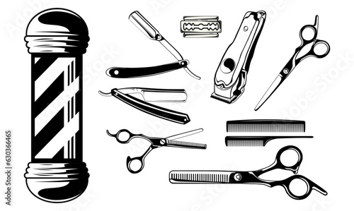 Barbershop icon set Vector design. barbershop illustration simple icon.
