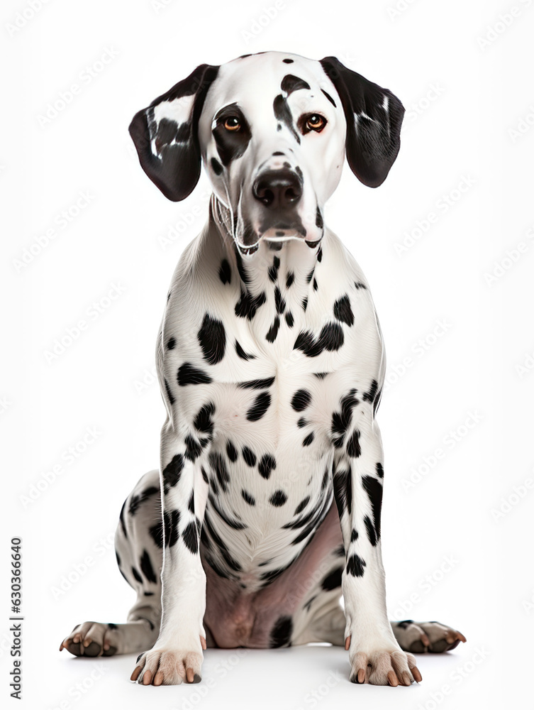 Dalmation Sitting Studio Photo Dog on a White Background