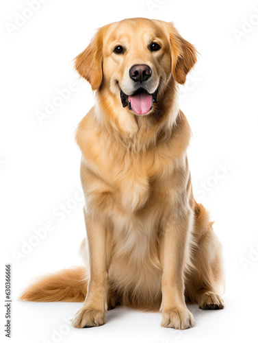 Golden Retriever Sitting Studio Photo Dog on a White Background