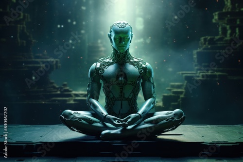 Cyborg in meditation