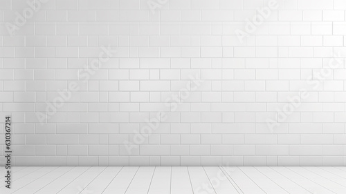 Empty clean bathroom brick tile copy space banner mockup wall in Scandinavian elegant clean style product display montage podium