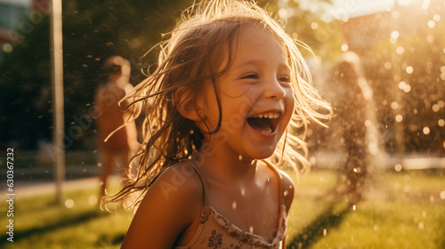 A child laughing as they play in a park, mental health images, photorealistic illustration