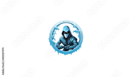 Ice Blue Ninja vector illustration symbol insignia e-port style emblem white background