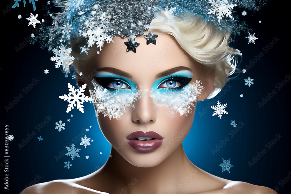 Fairy tale snow queen. Post processed AI generated image.
