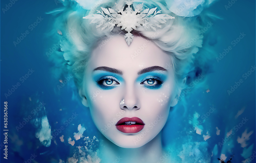 Fairy tale snow queen. Post processed AI generated image.