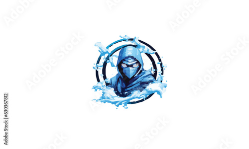 Ice Blue Ninja vector illustration symbol insignia e-port style emblem white background