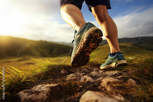 Healthy Trail Run Running through Nature's Splendor - Active Lifestyle in Scenic Landscapes. created with Generative AI