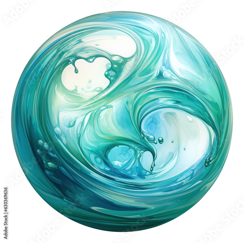 Illustration of geometric shape circle with marine waves in traditional oriental style. Graphic element for design isolated.