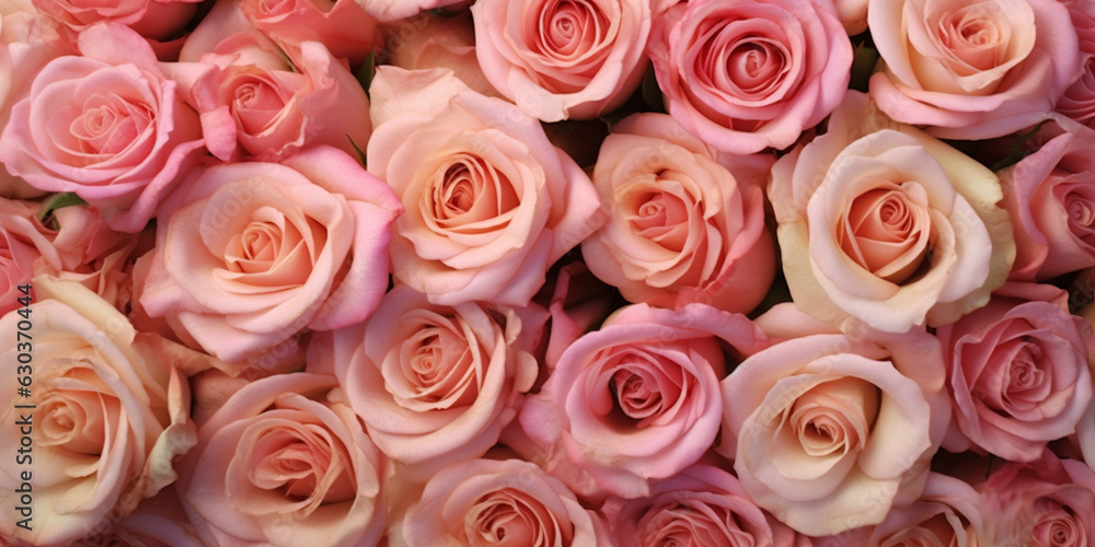 Fototapeta premium Mesmerizing Pink Rose Blossoms in Abundance: Nature's Delightful Symphony - AI generated