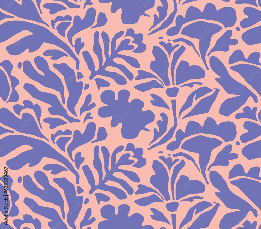 seamless pattern with abstract leaves. seamless pattern geometric organic flower.	