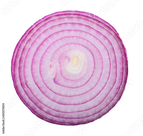 sliced red onion isolated on white background