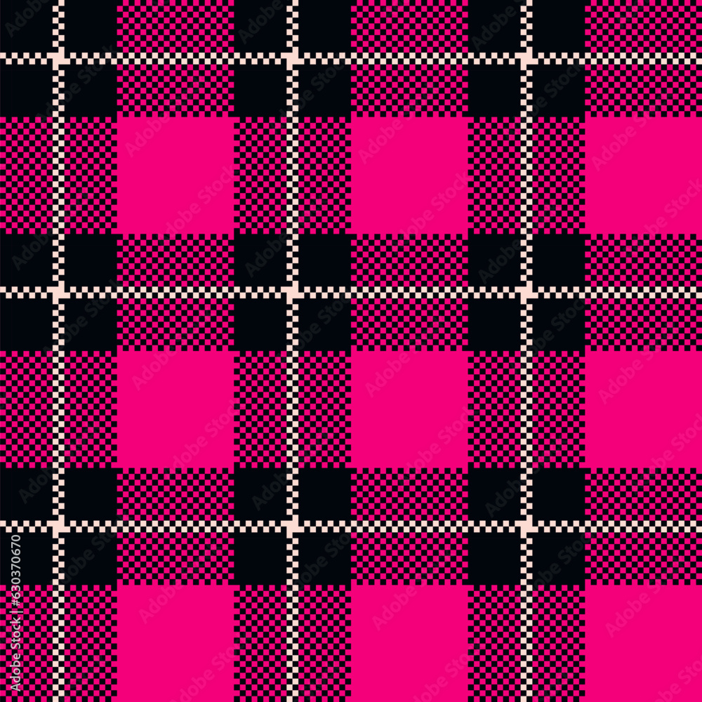Buffalo Plaid seamless patten. Vector checkered pink plaid textured background. Traditional gingham fabric print. Flannel winter plaid texture for fashion, print, design