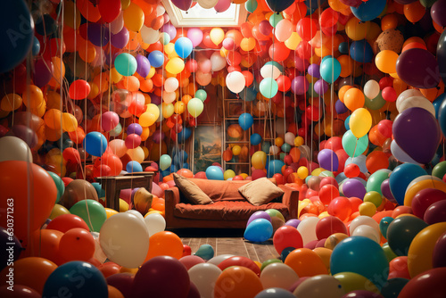 A room filled with balloons