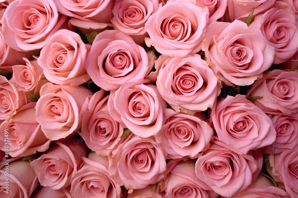 Mesmerizing Pink Rose Blossoms in Abundance: Nature's Delightful Symphony - AI generated